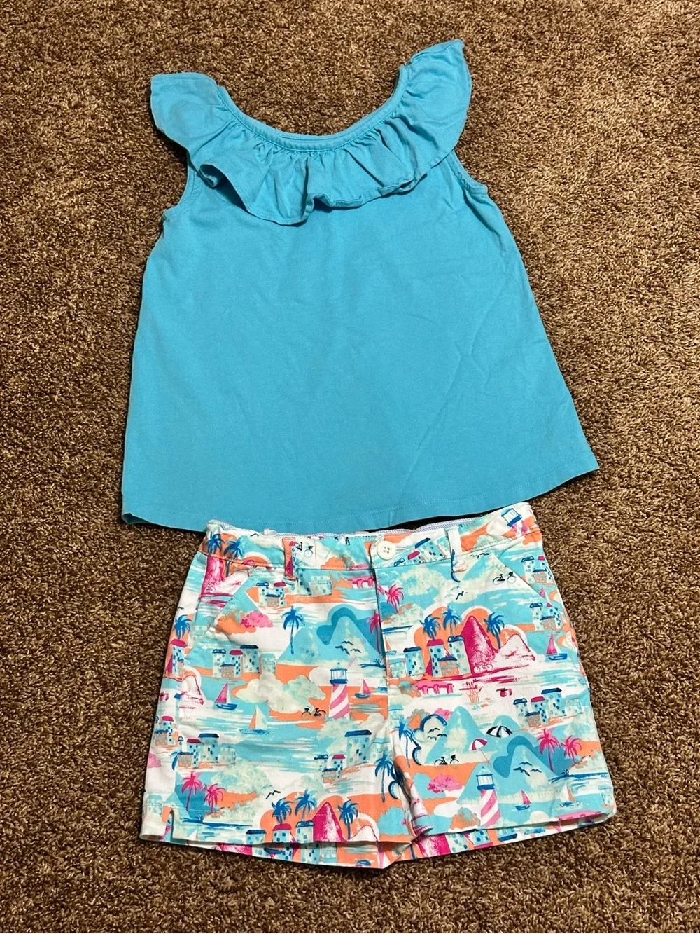 Crown & Ivy Lighthouse/Beach Shorts with Matching Hanna Andersson Top